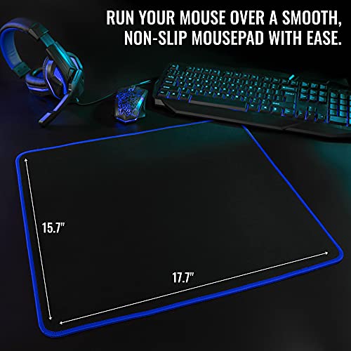 RGB Gaming Accessories Kit 4-in-1 Rainbow LED Backlight Bundle with Multimedia Keyboard, Optical Mouse, Mouse Pad & Headset B58060