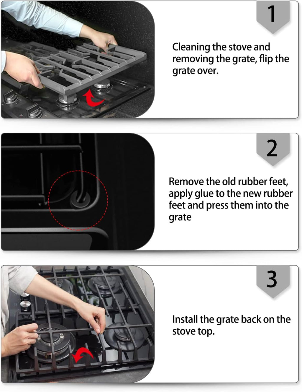 4 Pcs Rubber Grate Grommets for Gas Cooktop J18595