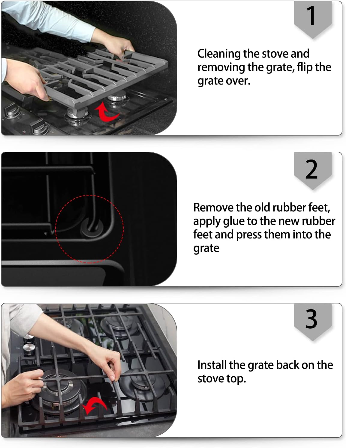 4 Pcs Rubber Grate Grommets for Gas Cooktop J18595