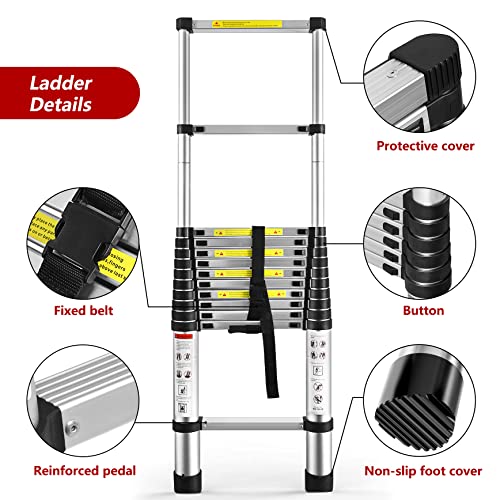 12.5 FT Telescoping Aluminum Ladder 330 LBS K886103