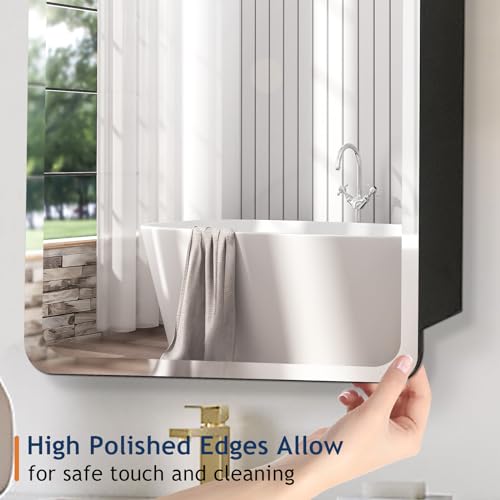 Frameless Beveled Medicine Cabinet Mirror with Storage L322413