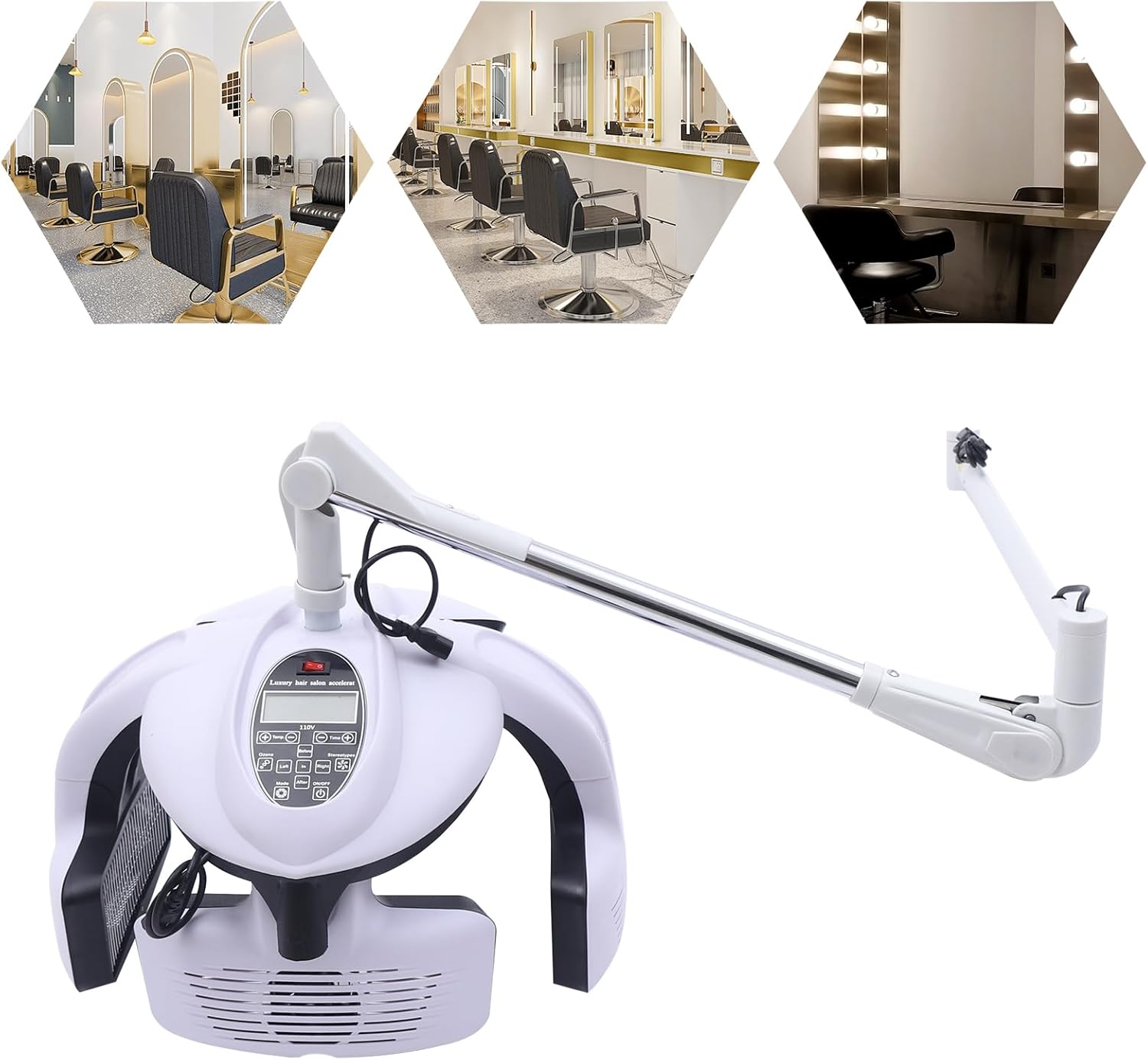1250W Wall Mounted Hair Dryer with LCD Display Adjustable Swing Arm W6519