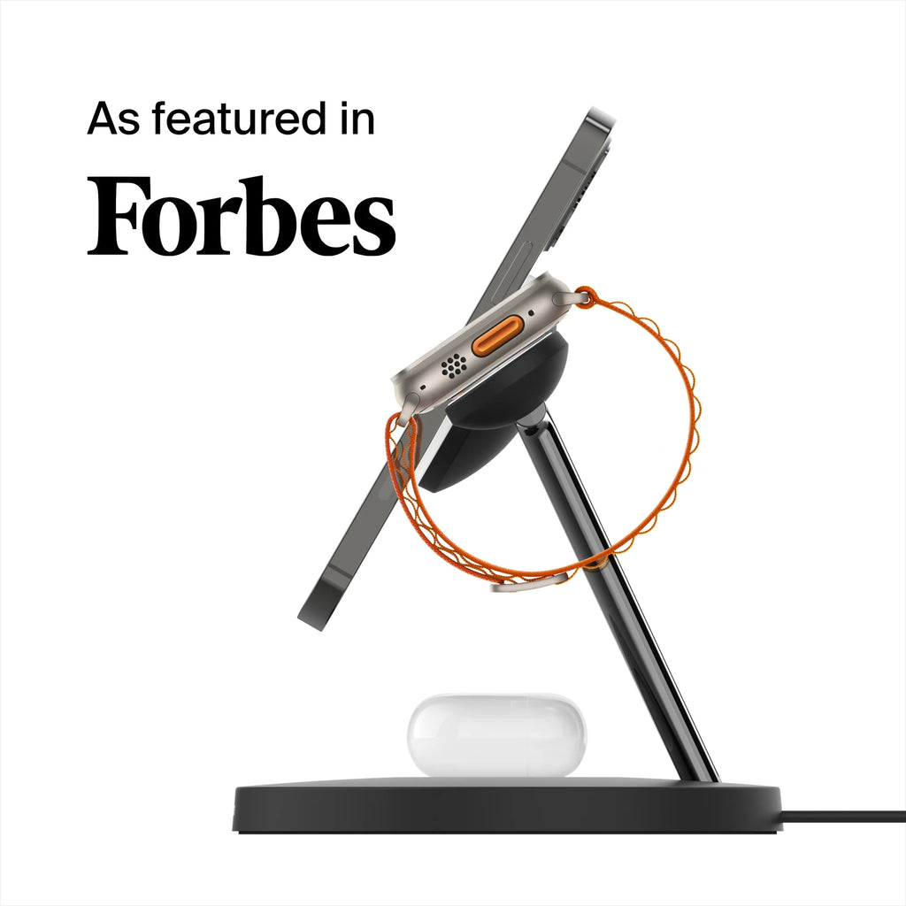 Black 3-in-1 Wireless Charging Stand for iPhone, Apple Watch, AirPods E821