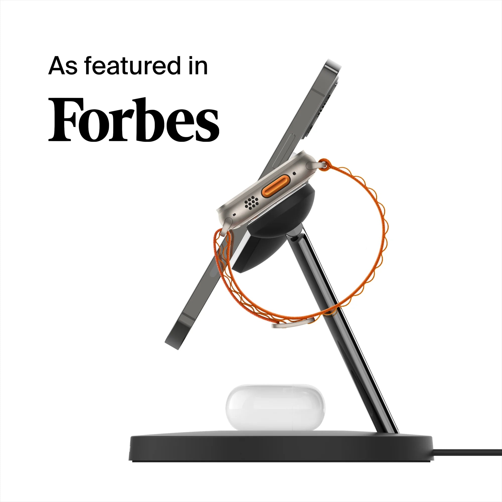 Black 3-in-1 Wireless Charging Stand for iPhone, Apple Watch, AirPods E821