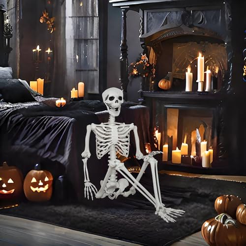 5.9ft Halloween Life Size Skeleton Plastic Human Bones with Movable Joints M496166