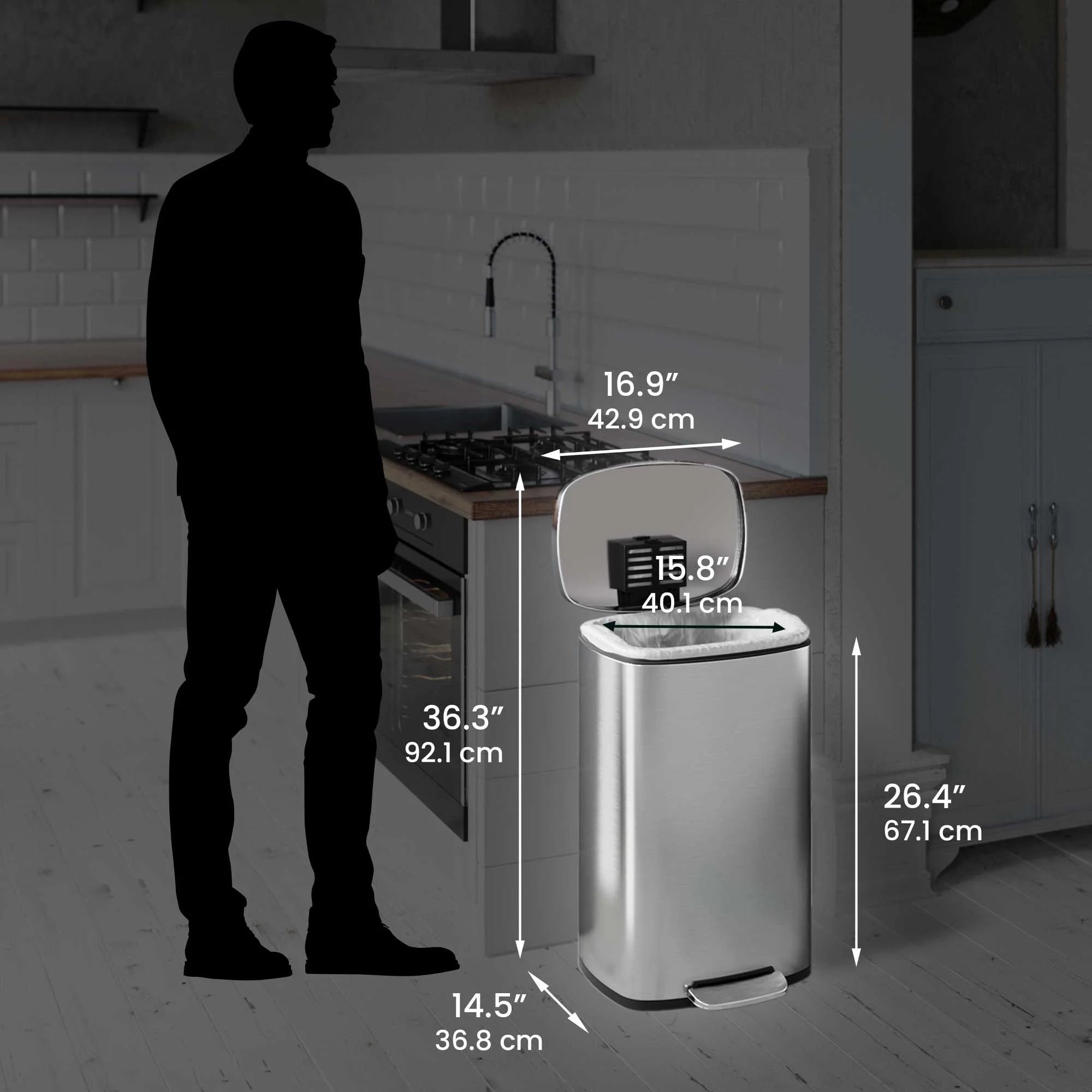 13.2 Gallon and 1.32 Gallon Stainless Steel Step Trash Can D819264