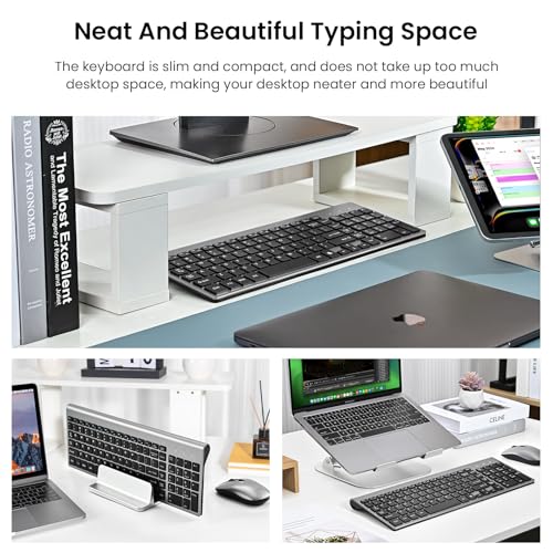 Wireless Keyboard and Mouse Combo, Compact Full Size 2.4G Ultra-Thin Blue U2332