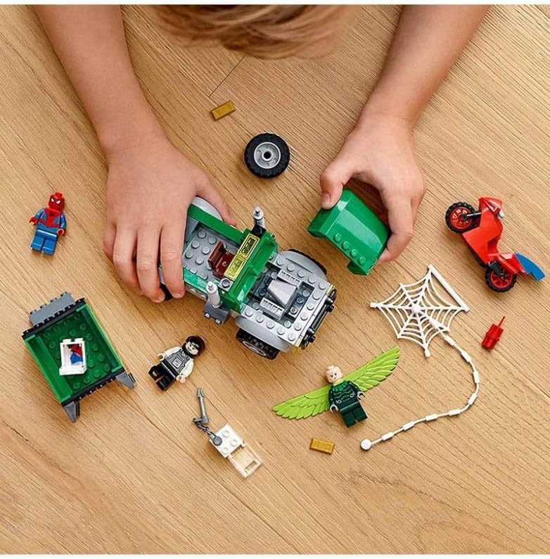 Marvel Spider-Man Playset with Buildable Bank Truck Toy and Minifigures (93 Pieces) W46206
