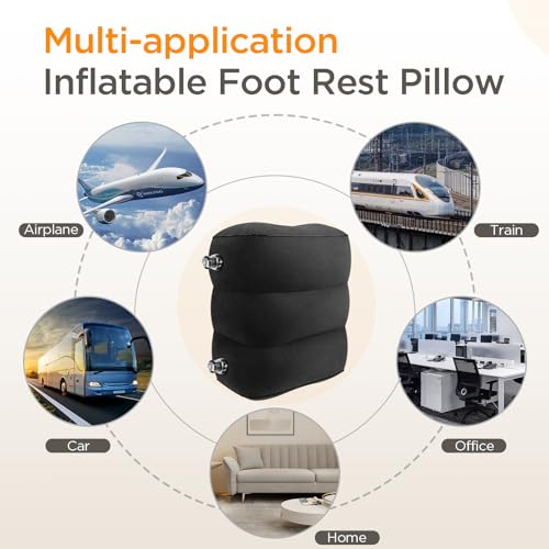 Inflatable Travel Foot Rest Pillow, Adjustable Height Leg Pillow B314