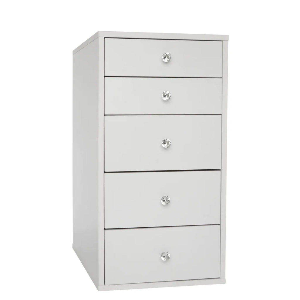 5-Drawer Bright White Makeup Vanity Storage Unit I515