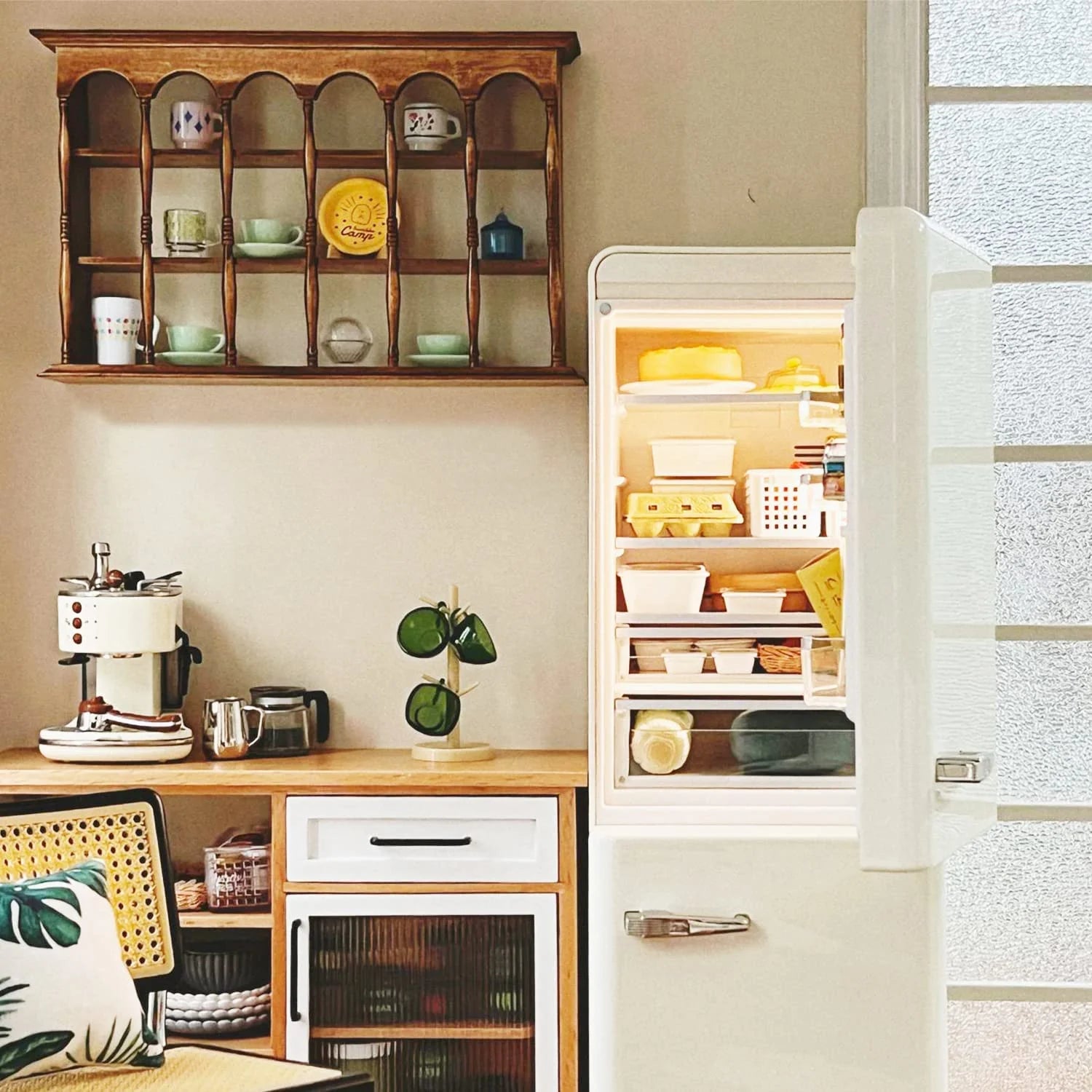 Walnut Color Miniature Wooden Wall Cabinet A2299