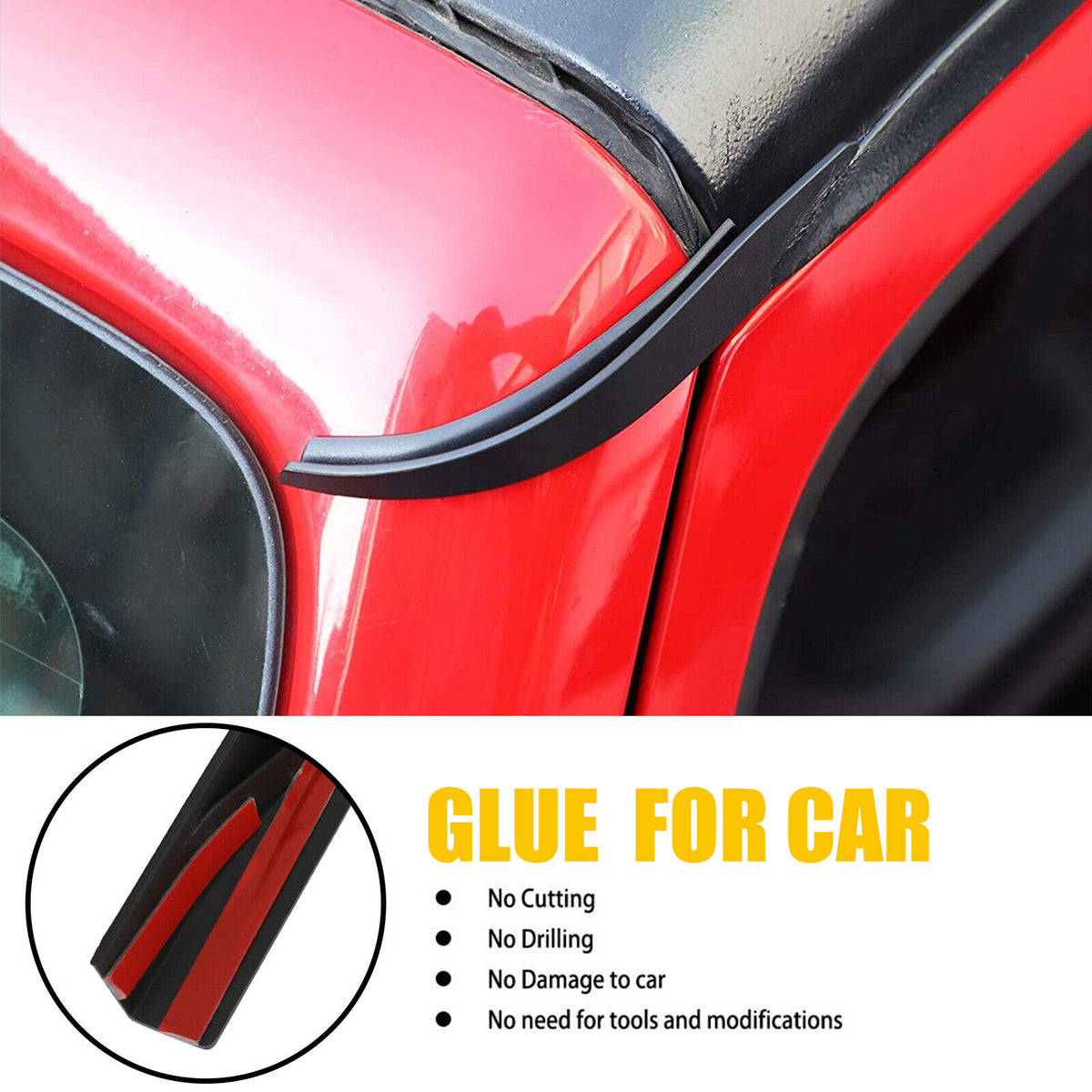 Car Roof Water Rain Diverter Gutter Extension W772333