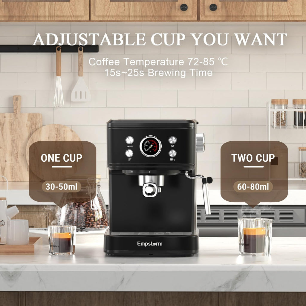 Black 20 Bar Espresso Coffee Machine with Milk Frother C9281