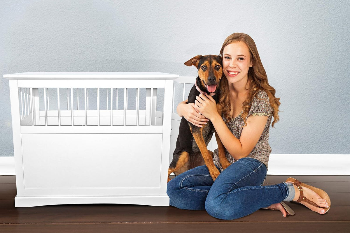 White Large End Table Dog Crate A281