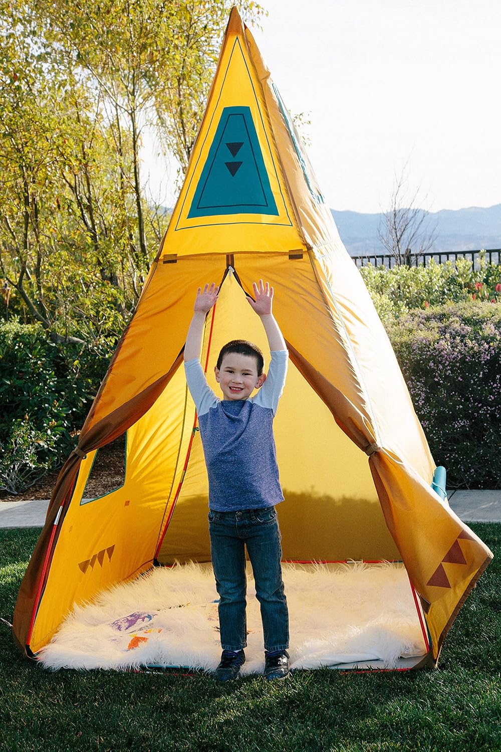 59" x 59" x 96" Brown Kids Giant Tee Pee Tent Playhouse N424