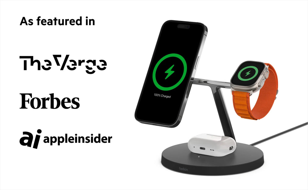 Black 3-in-1 Wireless Charging Stand for iPhone, Apple Watch, AirPods E821