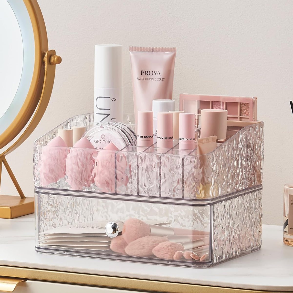 Clear PET Stackable Makeup Organizer Tray Set M59206