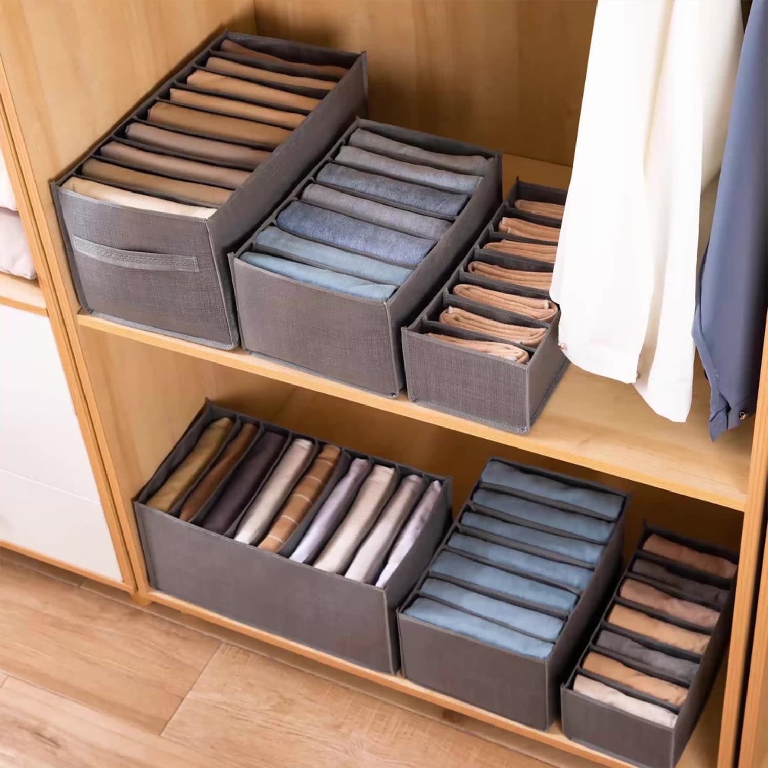 4 Packs 6-Compartment Clothes Organizer Drawer With Handles Z864057