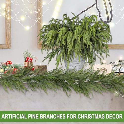12 Pcs Artificial Green Pine Branches V491678