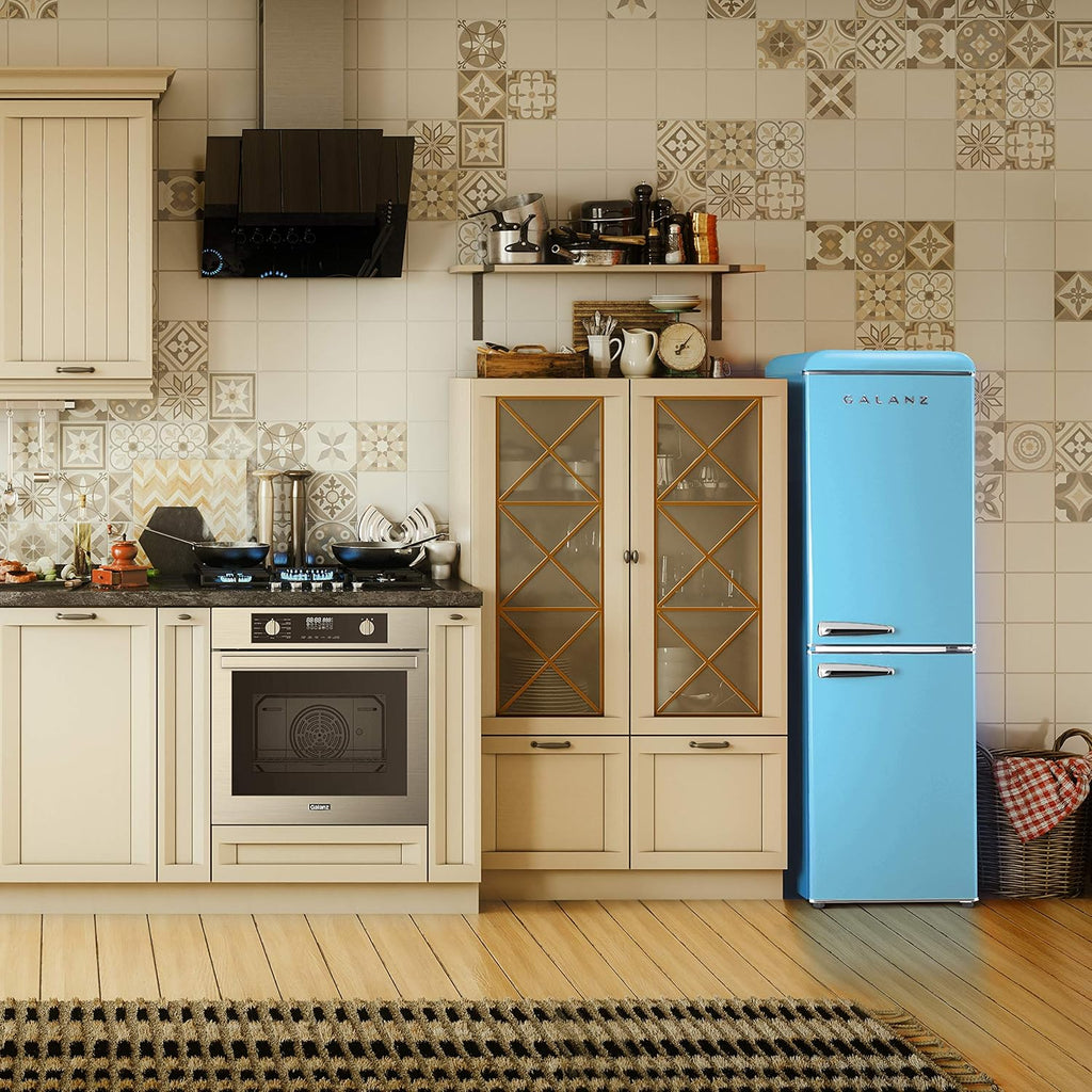Blue 7.4 Cu Ft Retro Bottom Mount Refrigerator T405