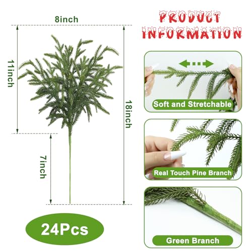 12 Pcs Artificial Green Pine Branches V491678