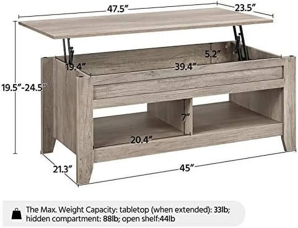 Lift Top Coffee Table with 2 Open Shelves Espresso L383556