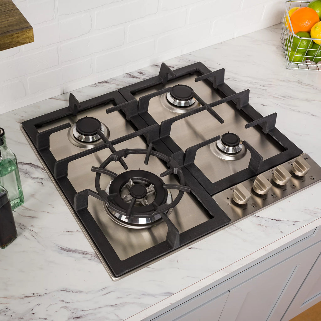 24 Inch Gas Cooktop with 4 Burners, Stainless Steel I735