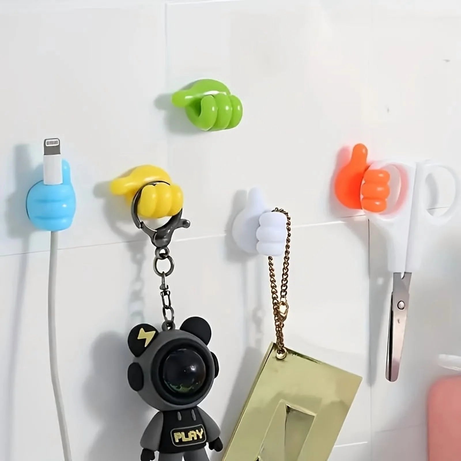 50 Pcs Silicone Thumb Wall Hook Adhesive Cable Clip Key Hanger D5866
