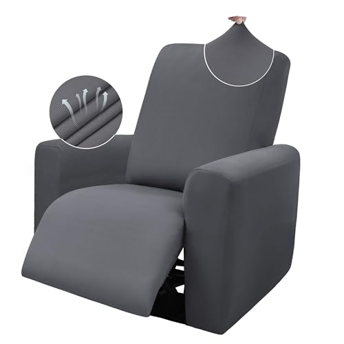 Dark Grey 3 Seat Stretch Recliner Sofa Covers 8-Pieces Non Slip Washable Y883