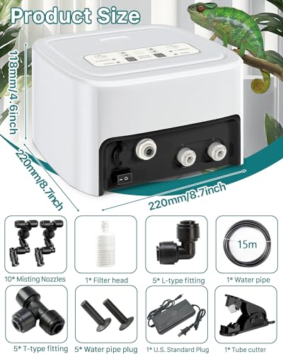 Reptile Misting System with Timer and Fine Water Mist Nozzles H77586