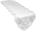 White Lace Embroidered Cutwork Table Runner, 15 by 34-Inch K4139