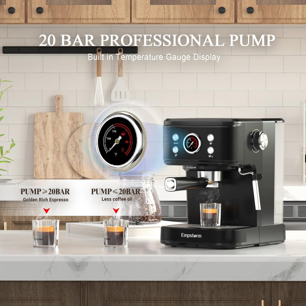 Black 20 Bar Espresso Coffee Machine with Milk Frother C9281