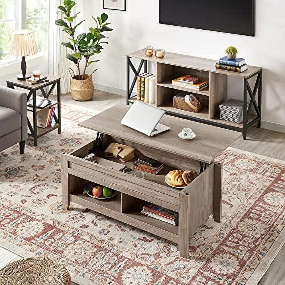 Lift Top Coffee Table with 2 Open Shelves Espresso L383556