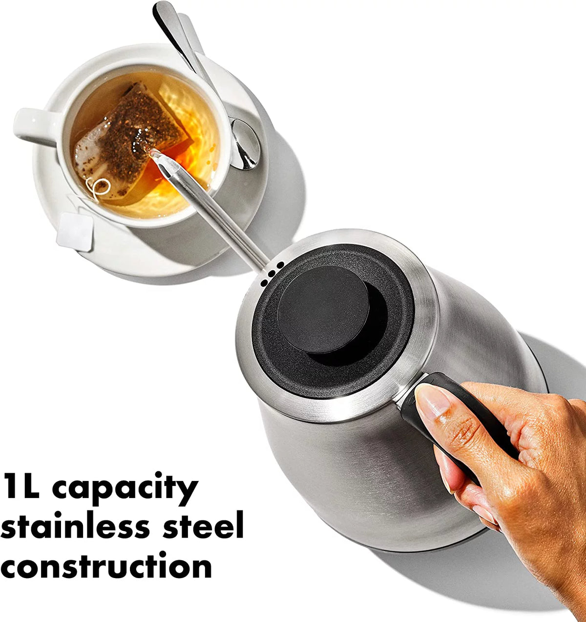 Stainless Steel 1L Adjustable Temperature Electric Gooseneck Kettle R7454