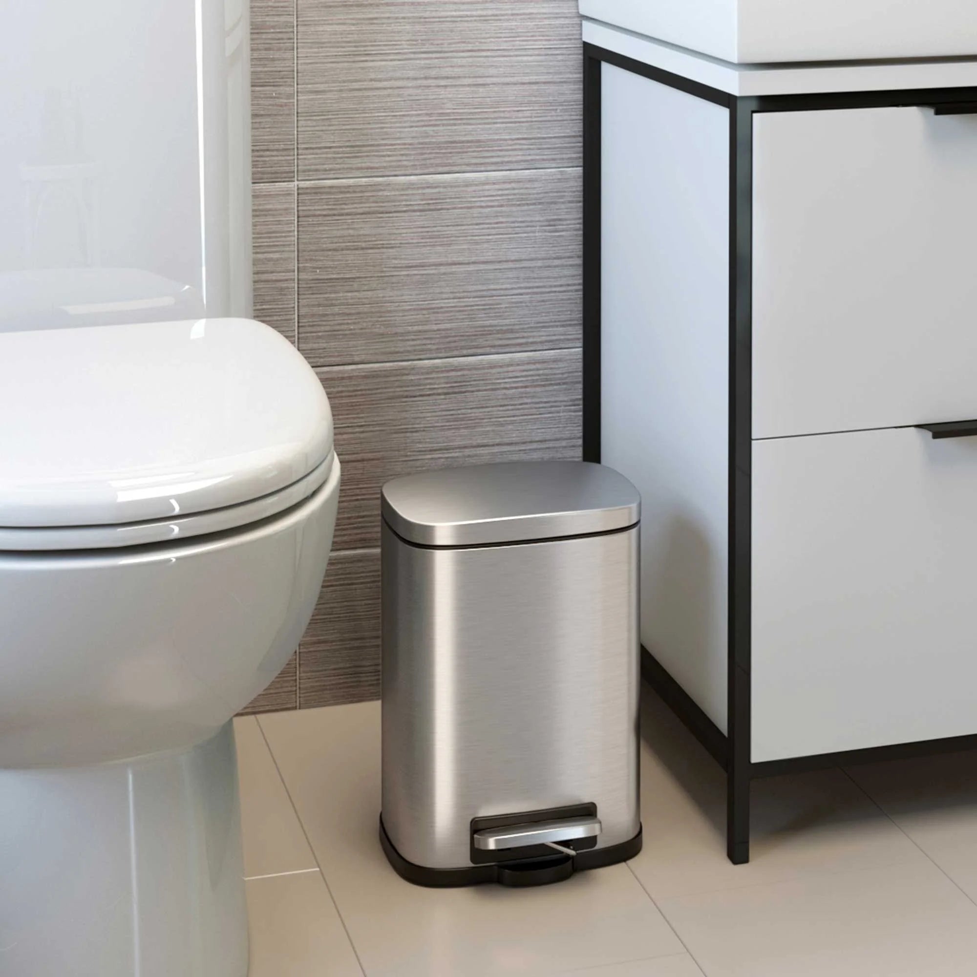 13.2 Gallon and 1.32 Gallon Stainless Steel Step Trash Can D819264
