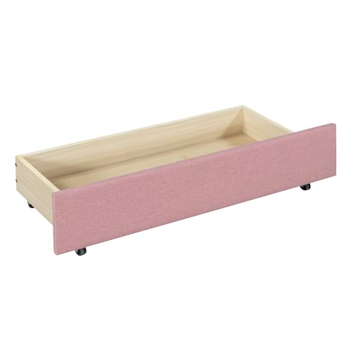 Twin Linen Fabric Upholstered Daybed with Trundle W6952