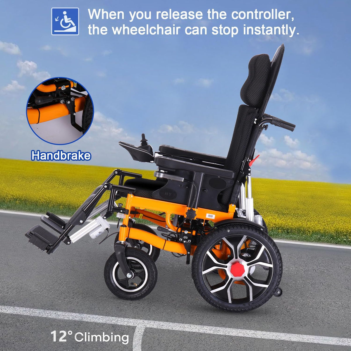 Lightweight Foldable Electric Wheelchair with Headrest M597943