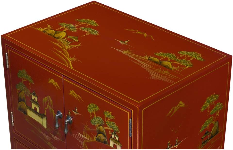 Red Lacquer Wooden Chinese Cabinet P978714