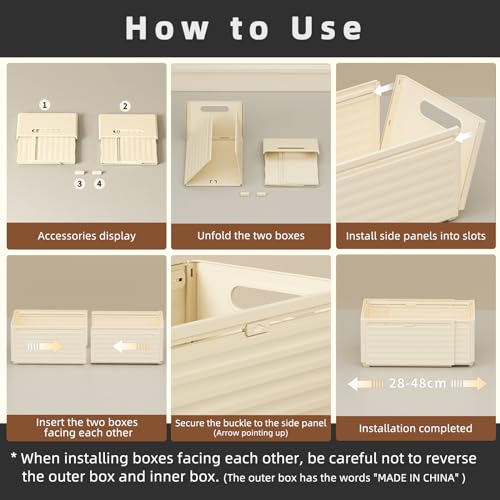White 3PCS 3.84L Retractable Plastic Storage Bins with Handles G408043