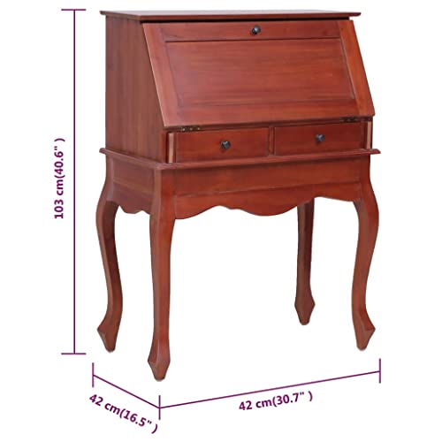 Brown Solid Wood Secretary Desk with Flip Top V28978