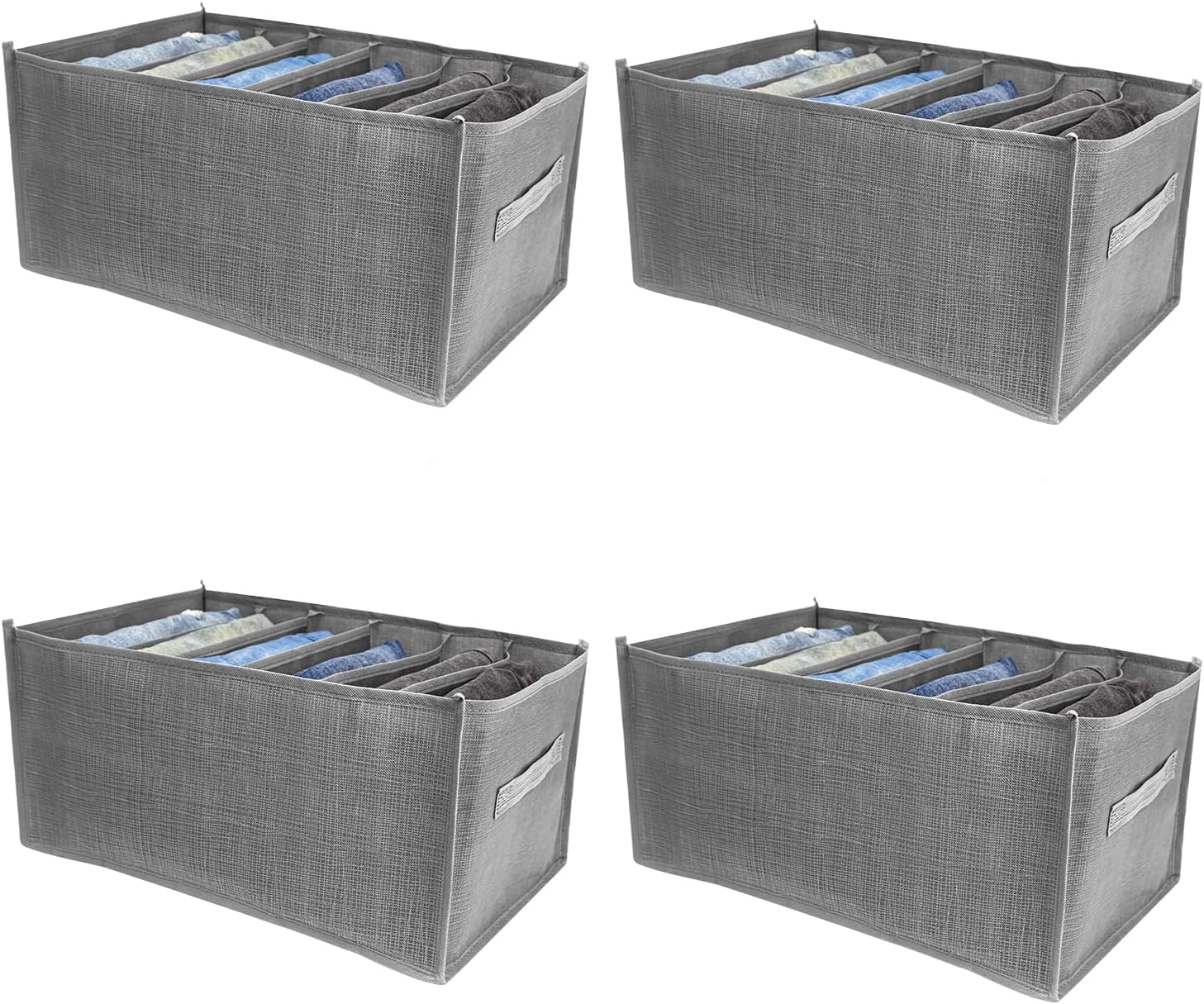 4 Packs 6-Compartment Clothes Organizer Drawer With Handles Z864057