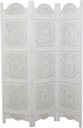 White 3 Panel Wood Room Divider Screen M2461