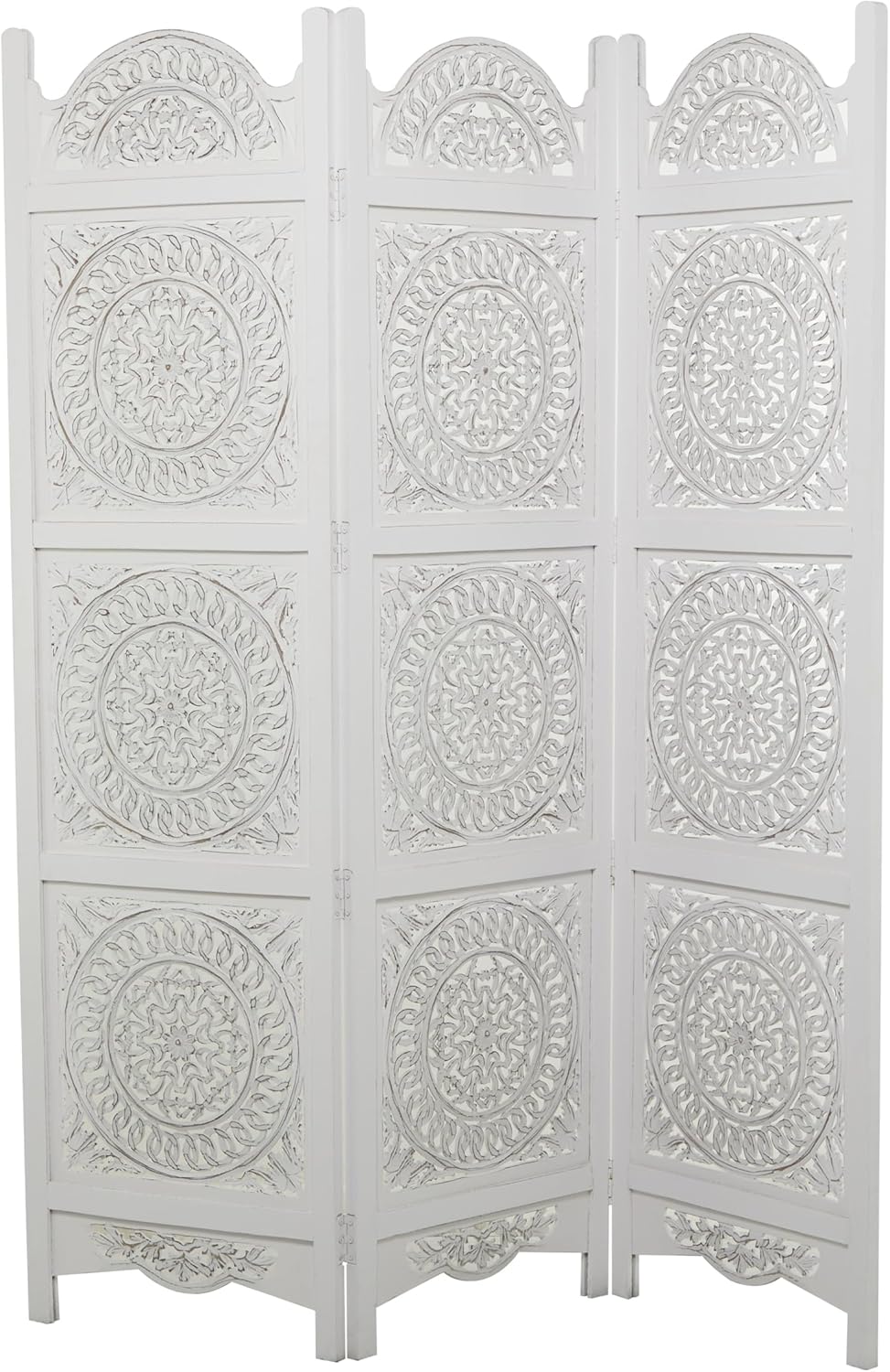 White 3 Panel Wood Room Divider Screen M2461