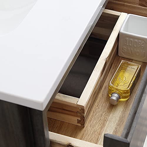 24 Inch Wall Hung Bathroom Vanity with Quartz Countertop and Ceramic Sink S451877