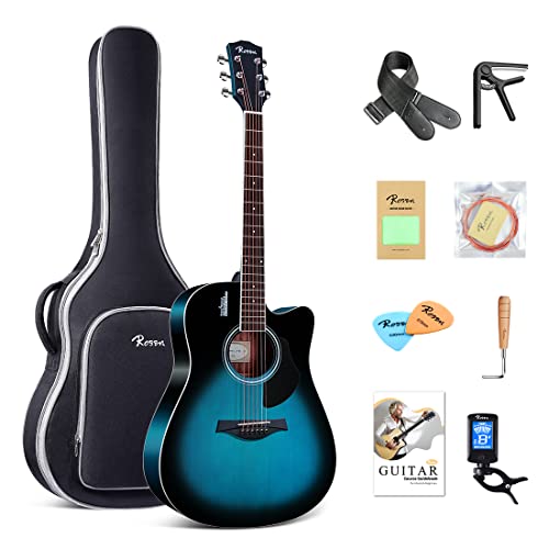 Solid Top Dreadnought Acoustic Guitar 41 Inches Spruce Blue A997