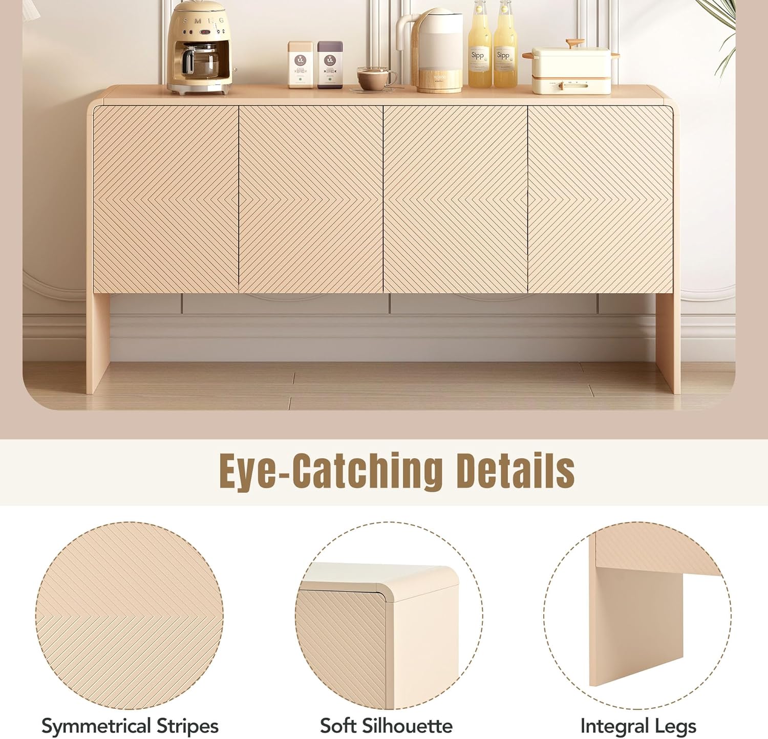 Apricot Cream 4 Door Storage Sideboard J67229