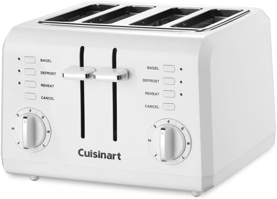 White 4-Slice Compact Plastic Toaster G517