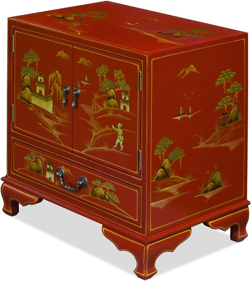 Red Lacquer Wooden Chinese Cabinet P978714