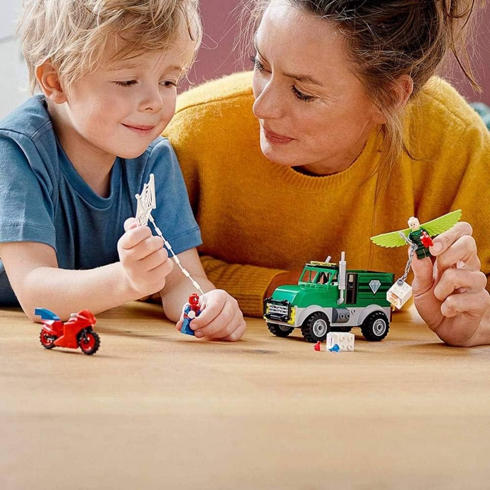 Marvel Spider-Man Playset with Buildable Bank Truck Toy and Minifigures (93 Pieces) W46206