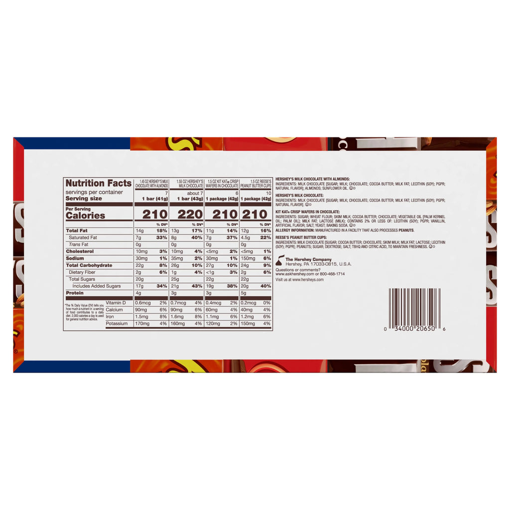 Milk Chocolate Assortment Candy Bars, Individually Wrapped, 45 oz, 30 Piece W76112